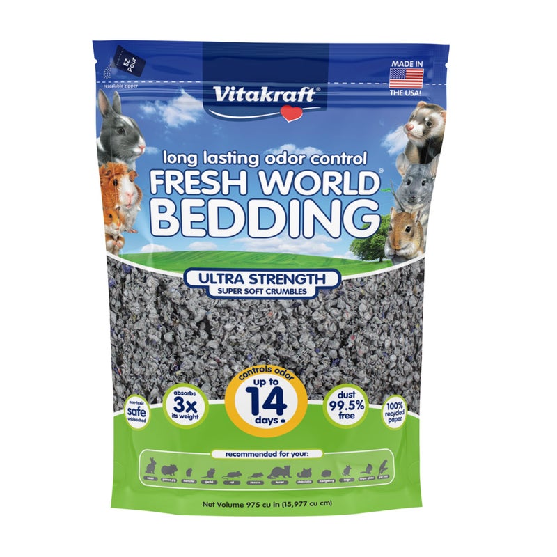 Vitakraft Fresh World Small Animal Bedding - Ultra Strength - Pet Bedding for Litter Boxes and Cages (16 L),Gray, 975 cu in - Image 1
